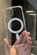 I PHONE 15 Crystal Poly back cover with magnetic charging (Transperant,flexible,All models available)