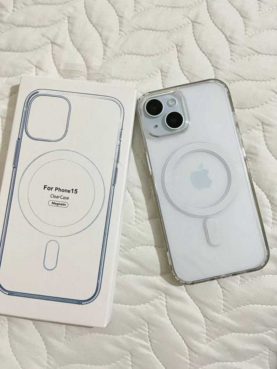 I PHONE 15 Crystal Poly back cover with magnetic charging (Transperant,flexible,All models available)